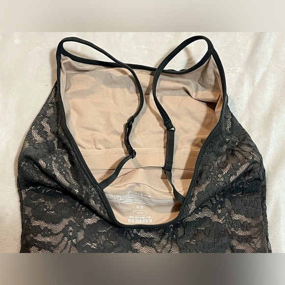 Express Best Loved Bra Cami Elegant Lace Stretch Top in Green/Tan XS - Picture 9 of 11